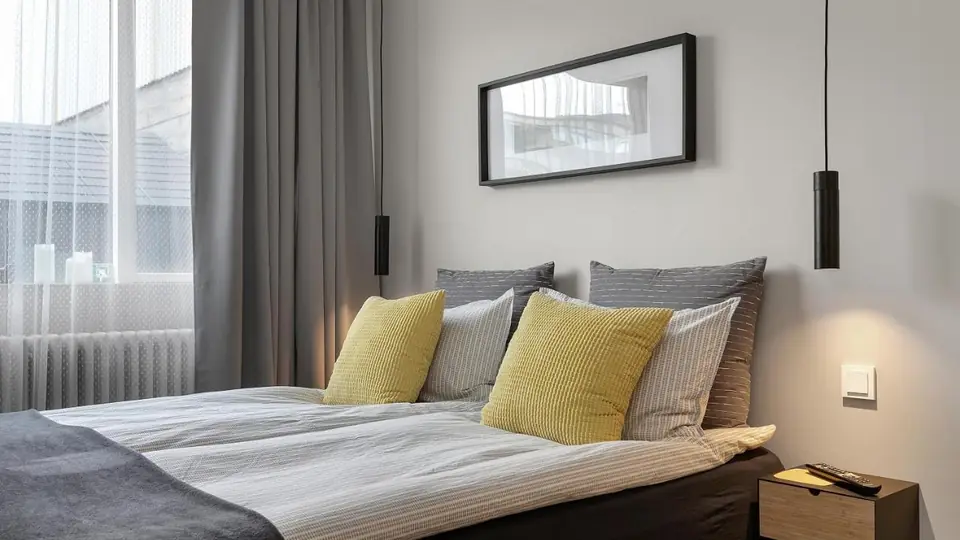 Double Room with private bathroom at NN Urban Guesthouse, with a large double bed and desk